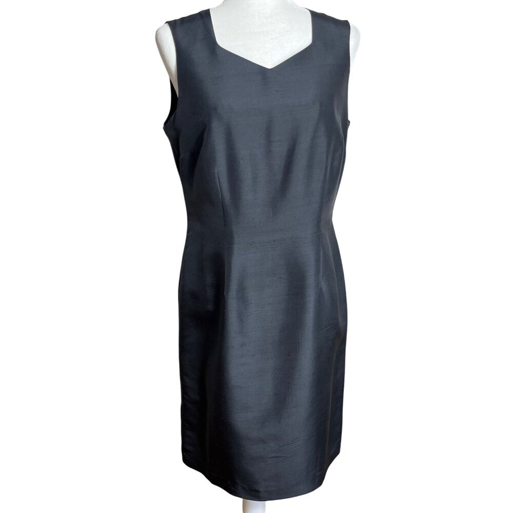 Worthington Silk Dress Black Sheath Normcore Classic Luxury Glam Party Womens 8 - Picture 1 of 12